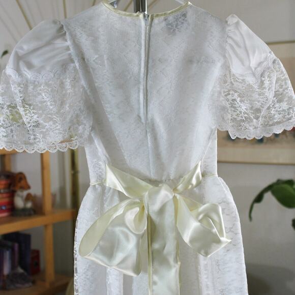 Vintage Le Mij Girls White Lace Dress | Size 7 | First Communion/Flower Girl - Picture 4 of 6